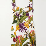 Ruffled Printed Linen-blend Mini Dress