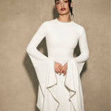 Kadela Dress in ivory cream with flowing cape sleeves — Khanum's | Endless UAE