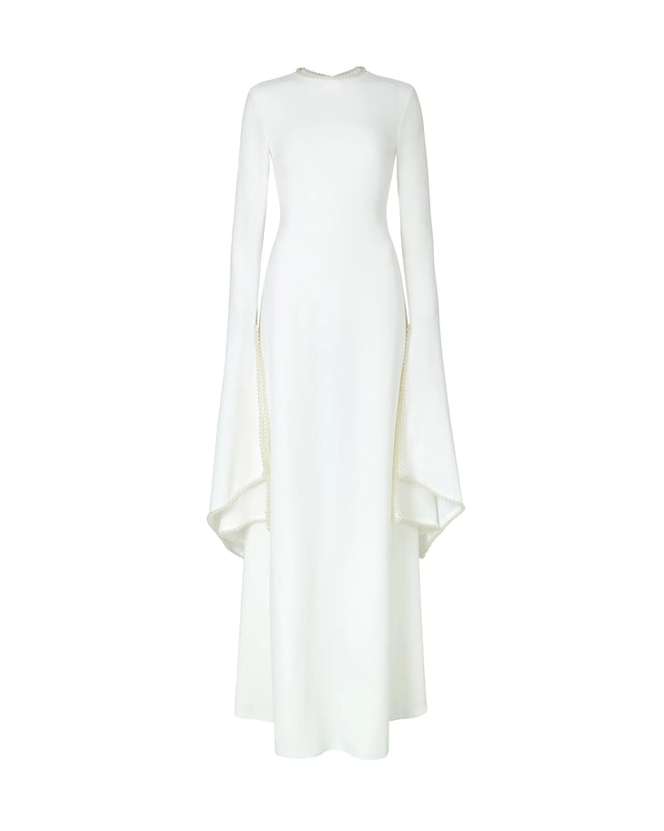 Kadela Dress in ivory cream with flowing cape sleeves — Khanum's | Endless UAE