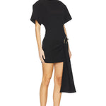 Black Martini Mini Dress with asymmetrical draped side panel and short sleeves — Lioness | Endless UAE