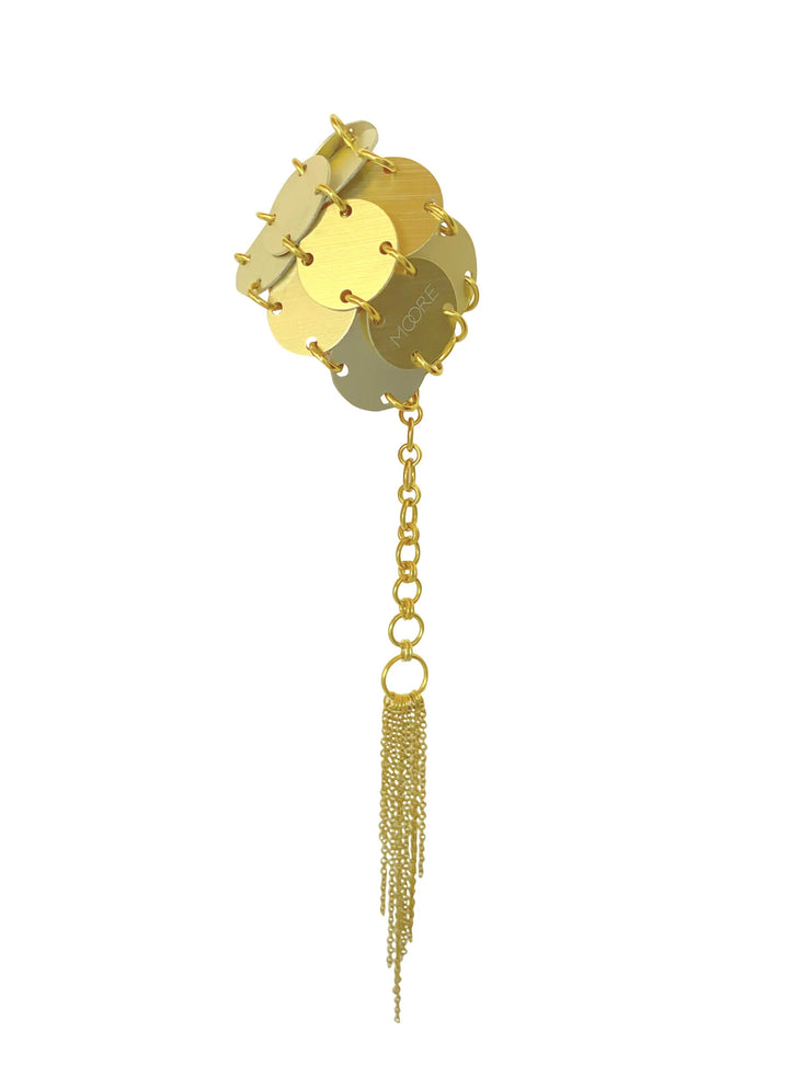 Gold link cuff bracelet worn on wrist with matching choker necklace — Isabel Moore | Endless UAE