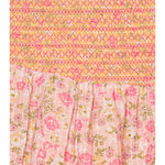 Pastel pink floral mini dress with smocked bodice and ruffle hem detail — LoveShackFancy | Endless UAE