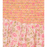 Pastel pink floral mini dress with smocked bodice and ruffle hem detail — LoveShackFancy | Endless UAE