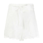 White belted shorts with embroidered floral details and scalloped hem trim — Zimmermann | Endless UAE
