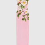 Woman wearing pink strapless maxi dress with white floral appliqué — Leo Lin | Endless UAE