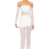 Long Sleeve Cut Out Mesh Dress