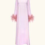 Suzi Maxi Dress in Ecovero with feathered cuffs, pink — Sleeper | Endless UAE