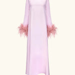 Pink Suzi Maxi Dress with feather cuffs and long sleeves — Sleeper | Endless UAE