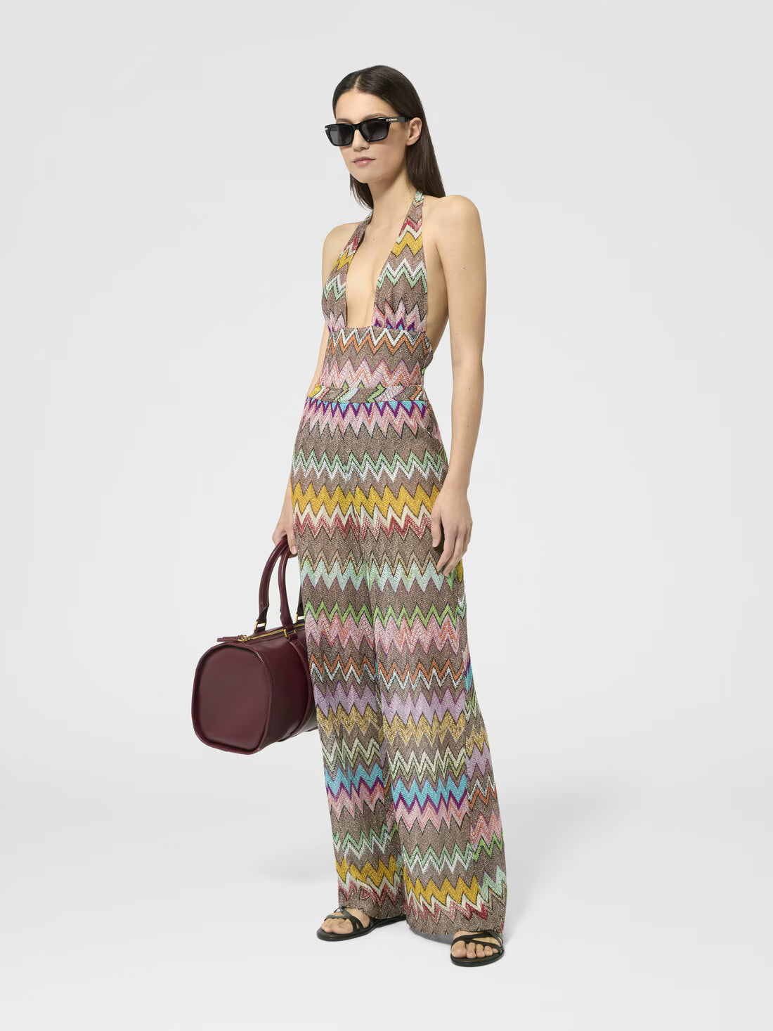 Multicolored zigzag knit beach cover-up pants with wide-leg silhouette — Missoni | Endless UAE