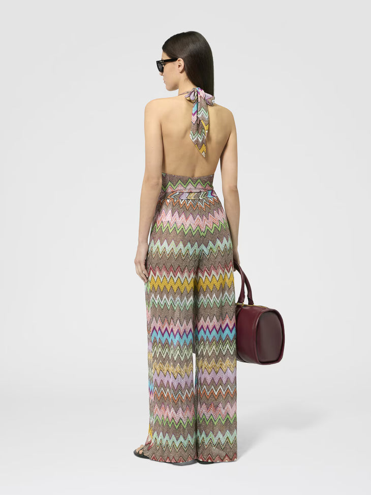 Multicolored zigzag knit beach cover-up pants with wide-leg silhouette — Missoni | Endless UAE