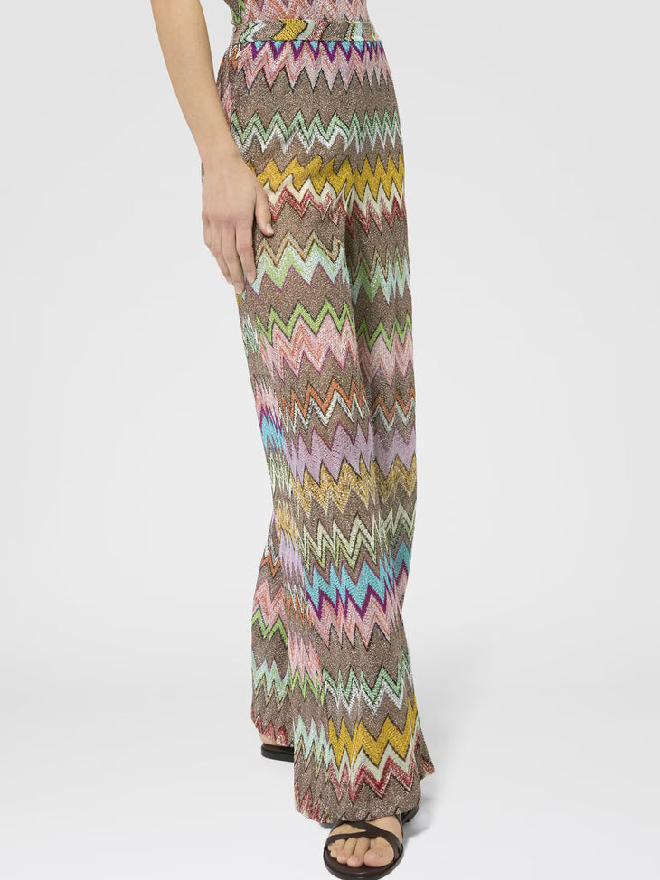 Multicolored zigzag knit beach cover-up pants with wide-leg silhouette — Missoni | Endless UAE