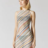 Mare Open-back Striped Crochet-knit Mini Dress