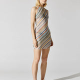 Mare Open-back Striped Crochet-knit Mini Dress