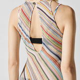 Mare Open-back Striped Crochet-knit Mini Dress