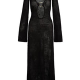 Black knit maxi dress with cutout detail and long sleeves — Monday Swimwear | Endless UAE