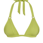 Lime green halter triangle bikini top with tie neck closure and minimal coverage — Monday Swimwear | Endless UAE