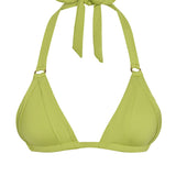 Lime green halter triangle bikini top with tie neck closure and minimal coverage — Monday Swimwear | Endless UAE