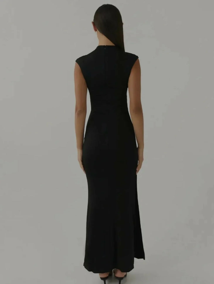 Black sleeveless maxi dress with cutout details — Peppermayo | Endless UAE