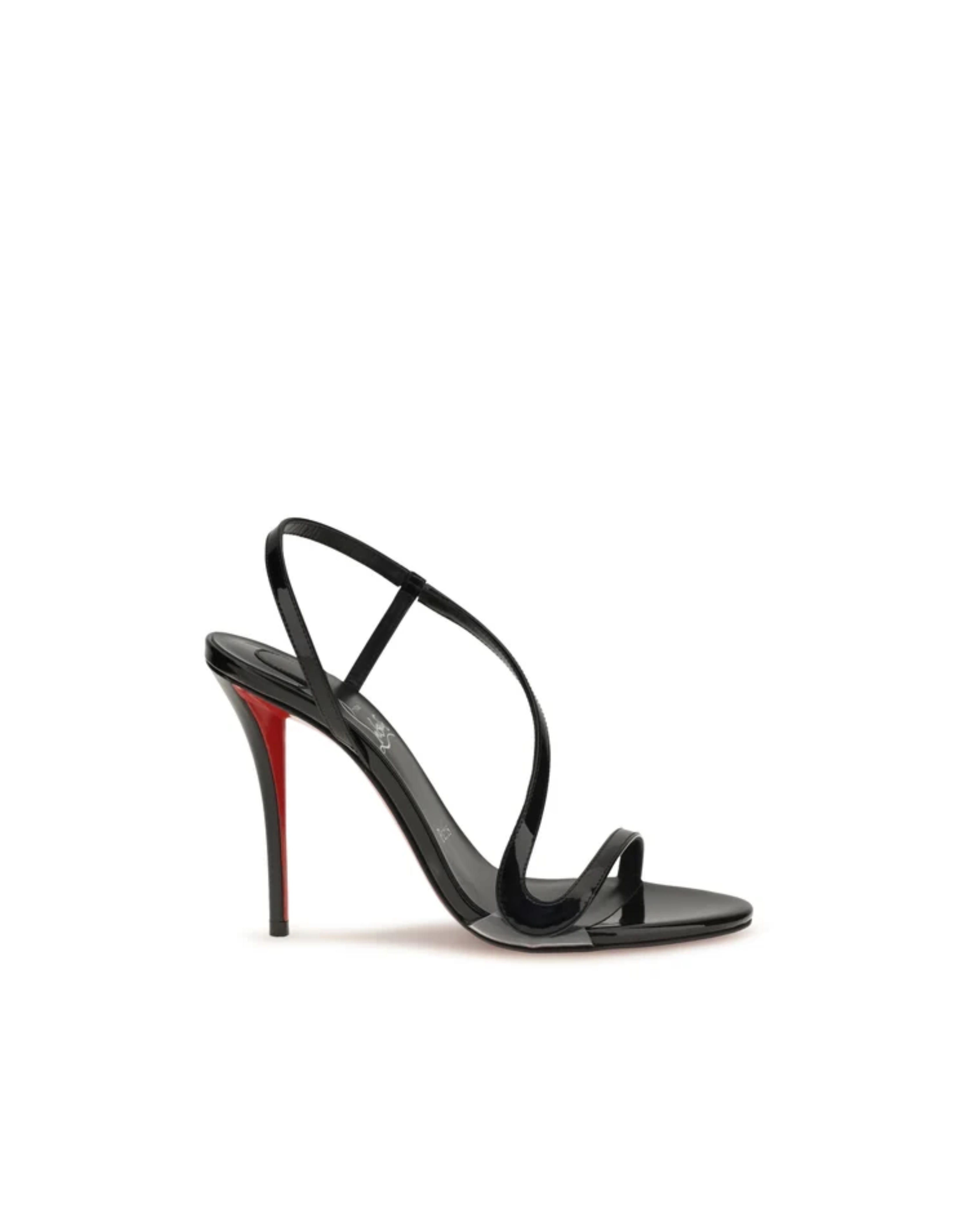 Black patent leather strappy sandal with red sole and thin heel — Christian Louboutin | Endless UAE