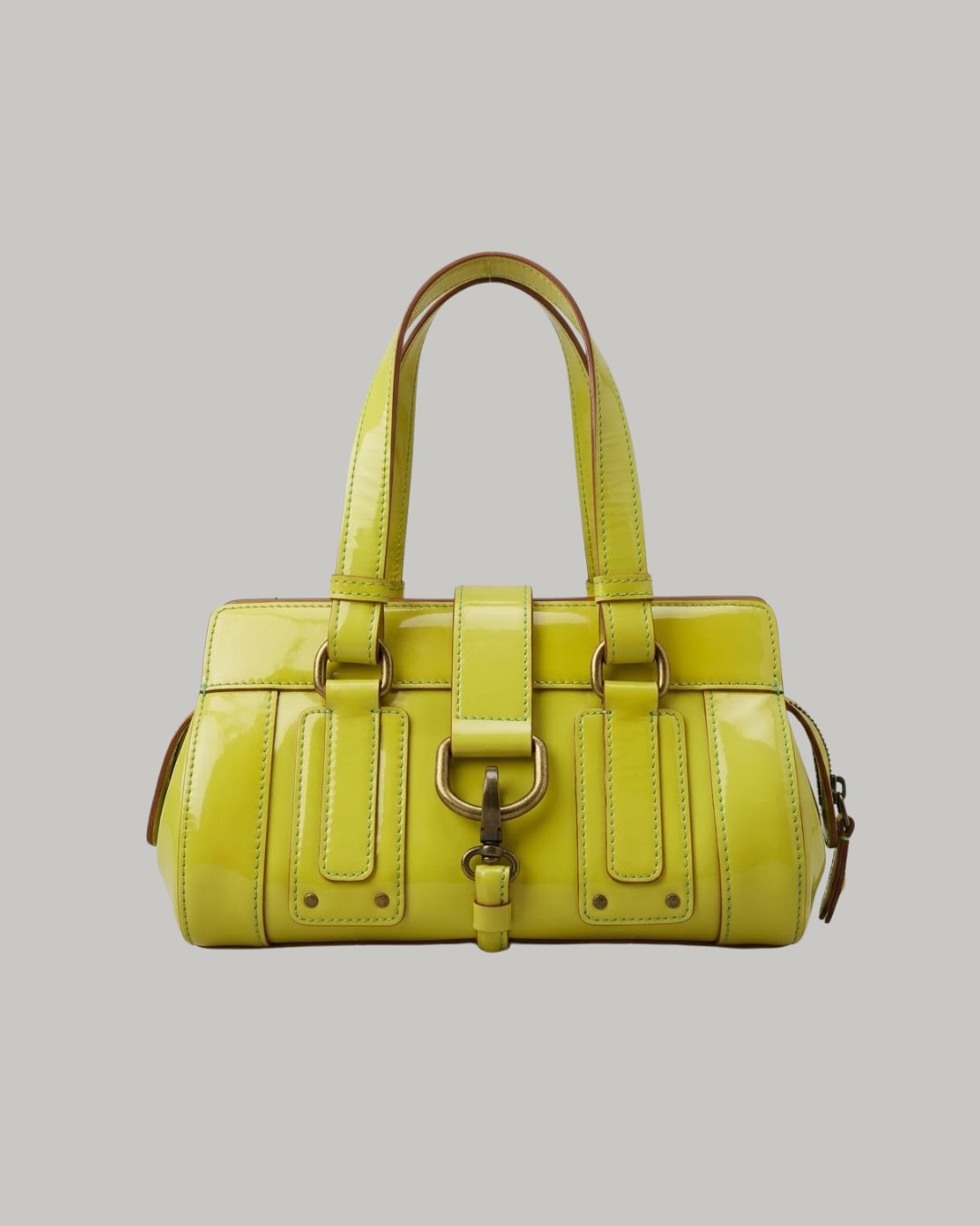 Enamel Yellow Handbag with structured design and dual handles — Folli Follie | Endless UAE