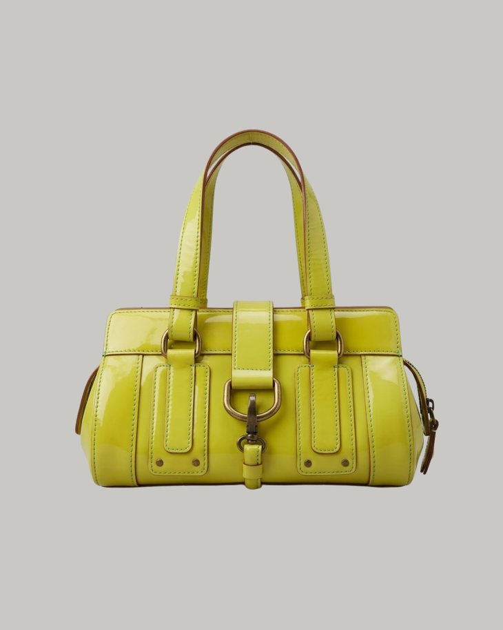 Enamel Yellow Handbag with structured design and dual handles — Folli Follie | Endless UAE