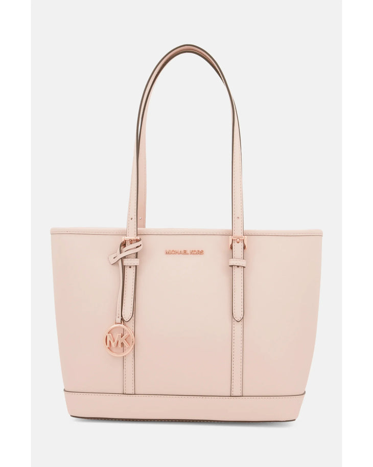 Pale pink Michael Kors Jet Set tote bag with dual handles, logo charm, and structured silhouette — Michael Kors | Endless UAE
