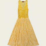 Yellow knit maxi dress with pleated skirt and V-neckline — Missoni | Endless UAE