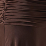 Amora Open-back Dress in chocolate brown with cowl neckline and ruched waist detail — Elle Zeitoune | Endless UAE
