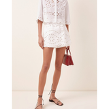 White broderie anglaise cotton-poplin mini skirt and blouse set by Red Valentino — Red Valentino | Endless UAE