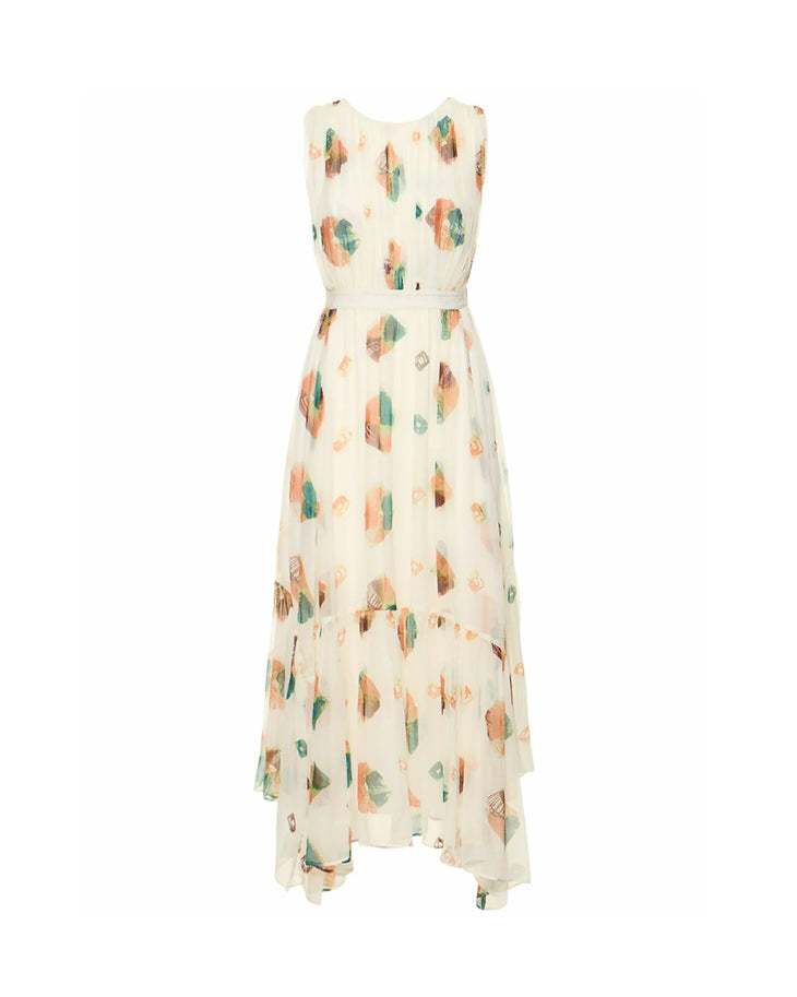 Sarai Printed Silk Midi Dress in cream with multicolor leaf print — Ulla Johnson | Endless UAE