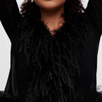 Black sheer voile shirt with feather trim details — Maje | Endless UAE
