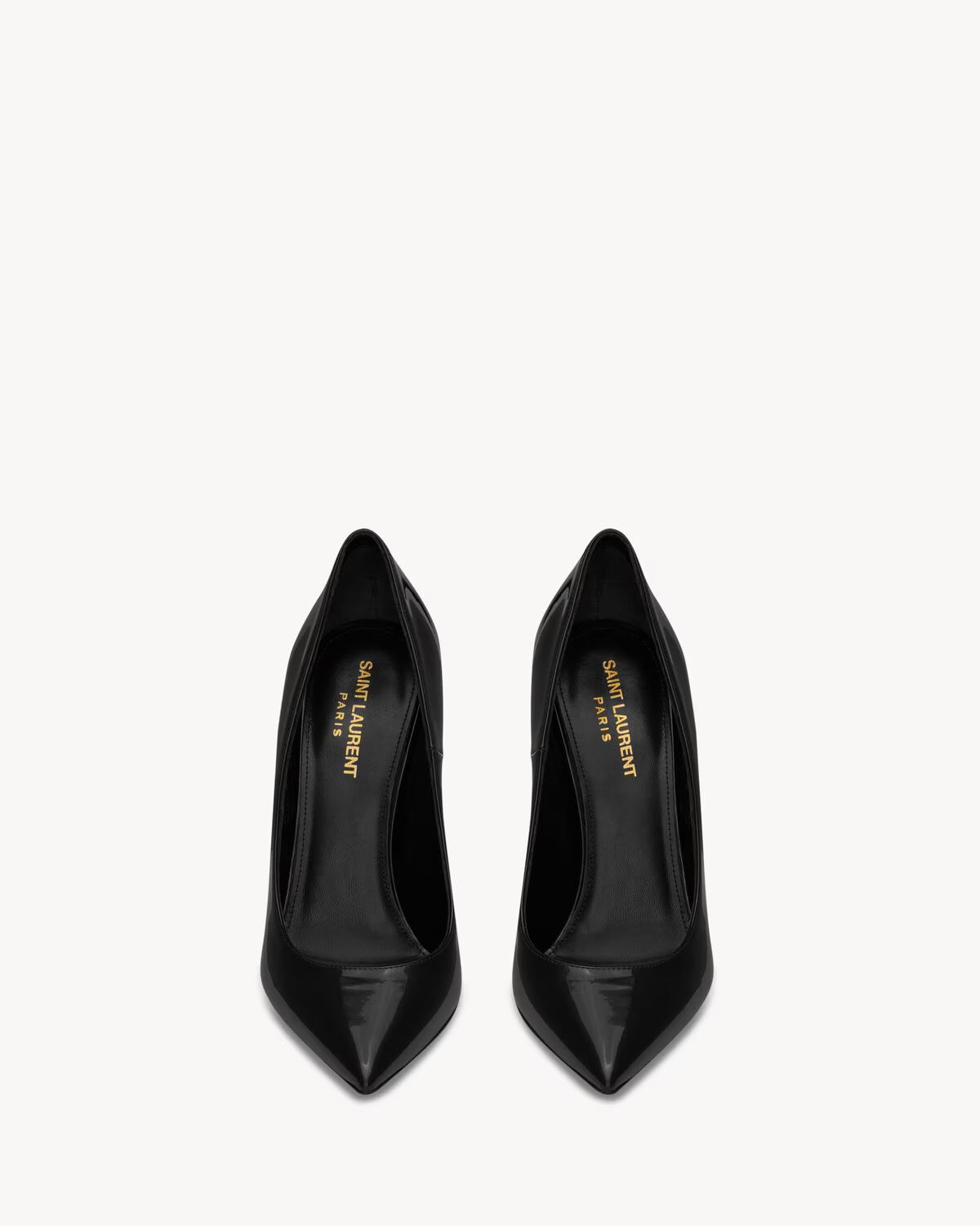 Black patent leather pointed-toe pumps with high heels — Yves Saint Laurent | Endless UAE