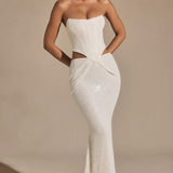 Saphira Embellished Cut-Out Draped Corset Gown
