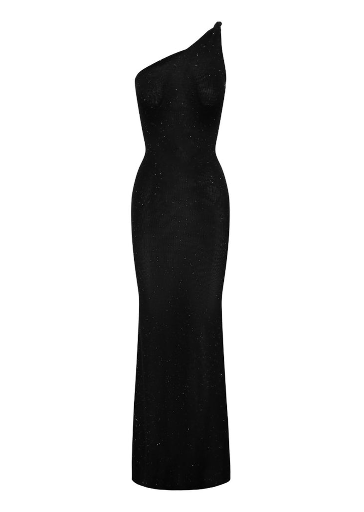 Black sparkle one-shoulder maxi dress — Runaway The Label | Endless UAE