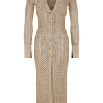 Waverley Metallic Knit Swim Cover Up in beige with long cardigan sleeves — Meshki | Endless UAE