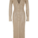 Waverley Metallic Knit Swim Cover Up in beige with long cardigan sleeves — Meshki | Endless UAE