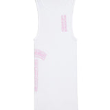 White ribbed tank top with pink logo print — Chrome Hearts | Endless UAE