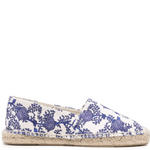 White espadrille shoes with blue floral embroidered pattern and natural jute sole — Isabel Marant | Endless UAE