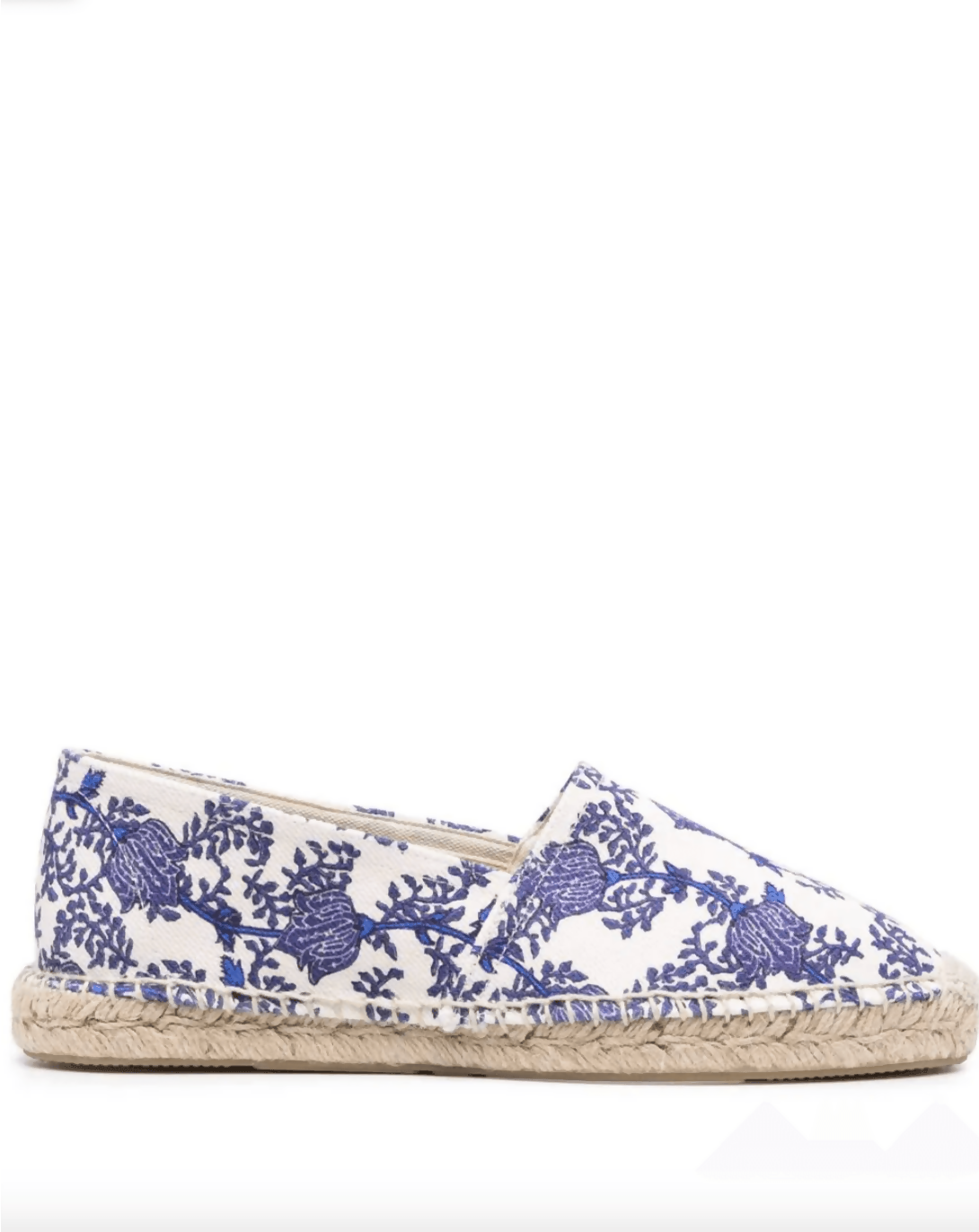 White espadrille shoes with blue floral embroidered pattern and natural jute sole — Isabel Marant | Endless UAE