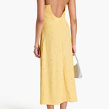 Sandro Crystal-embellished ruched crepe midi dress