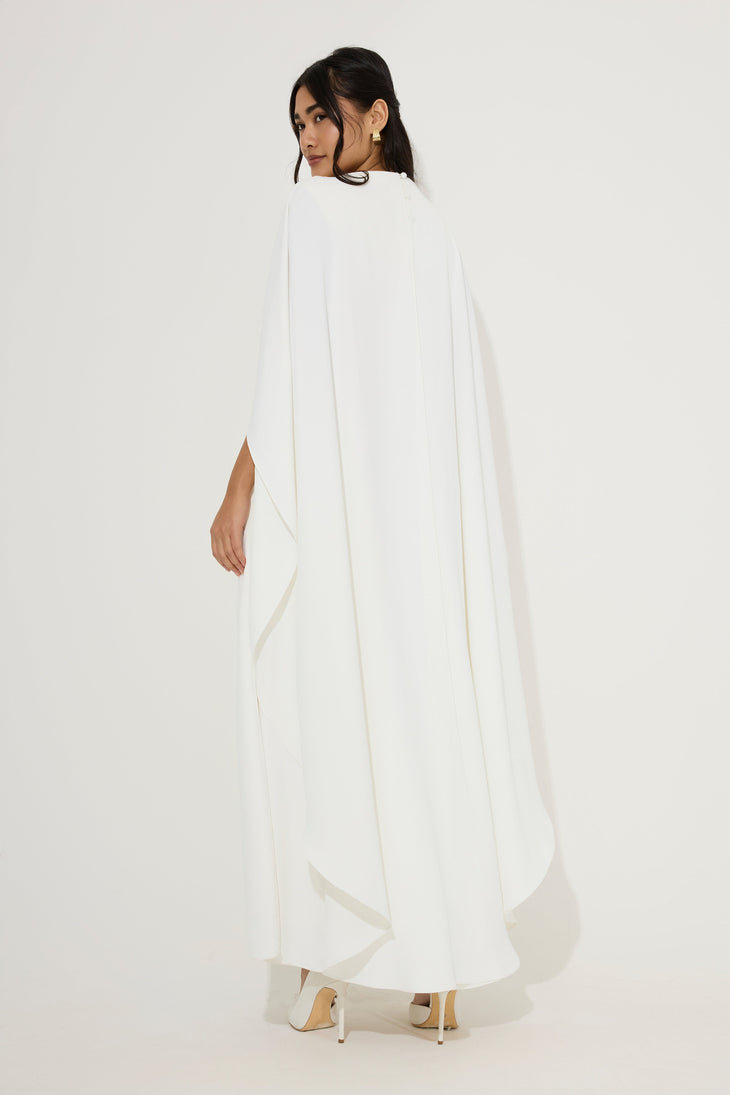White cape midi dress with cutout details — Odd Muse | Endless UAE