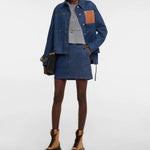 Gray wool-blend sweater with ribbed crew neck, long sleeves, and relaxed cropped fit — Loewe | Endless UAE