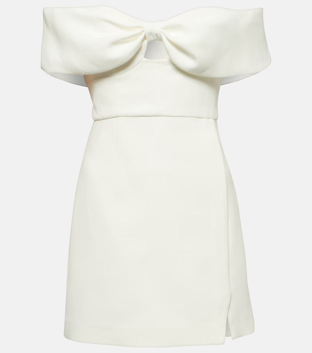 White off-shoulder crêpe mini dress with bow detail and cutouts — Self-Portrait | Endless UAE