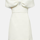 White off-shoulder crêpe mini dress with bow detail and cutouts — Self-Portrait | Endless UAE