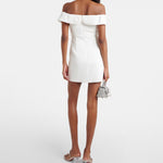 White off-shoulder crêpe mini dress with bow detail and cutouts — Self-Portrait | Endless UAE
