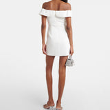 White off-shoulder crêpe mini dress with bow detail and cutouts — Self-Portrait | Endless UAE