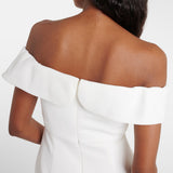 White off-shoulder crêpe mini dress with bow detail and cutouts — Self-Portrait | Endless UAE