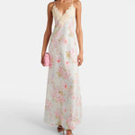 Halliday lace-trimmed floral maxi dress in cream with pink flowers — Zimmermann | Endless UAE
