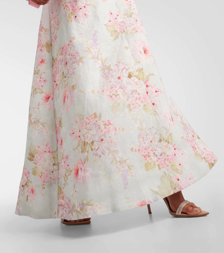 Halliday lace-trimmed floral maxi dress in cream with pink flowers — Zimmermann | Endless UAE