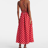 Lori Polka-dot Linen Maxi Dress